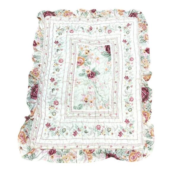 Victorian Floral Quilted Padded Greenland Home Floral pillowcase Pillow Sham - Picture 5 of 7